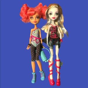 Monster High Dance Class Howleen Wolf & Lagoona Blue Dolls Mattel Retro Vintage